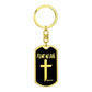 Fear No Evil Psalm 23:4 Bible Keychain Stainless Steel or 18k Gold Dog Tag-Express Your Love Gifts