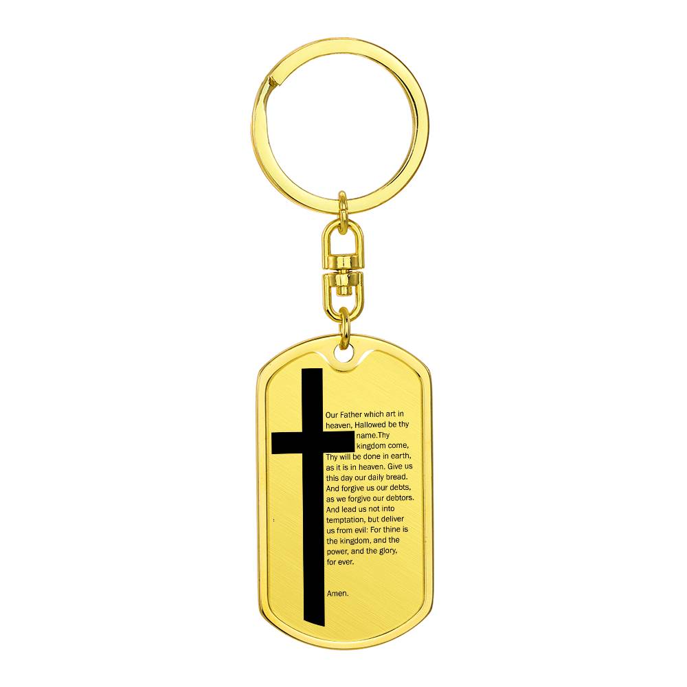 Lord's Prayer Bible Keychain Stainless Steel or 18k Gold Dog Tag-Express Your Love Gifts