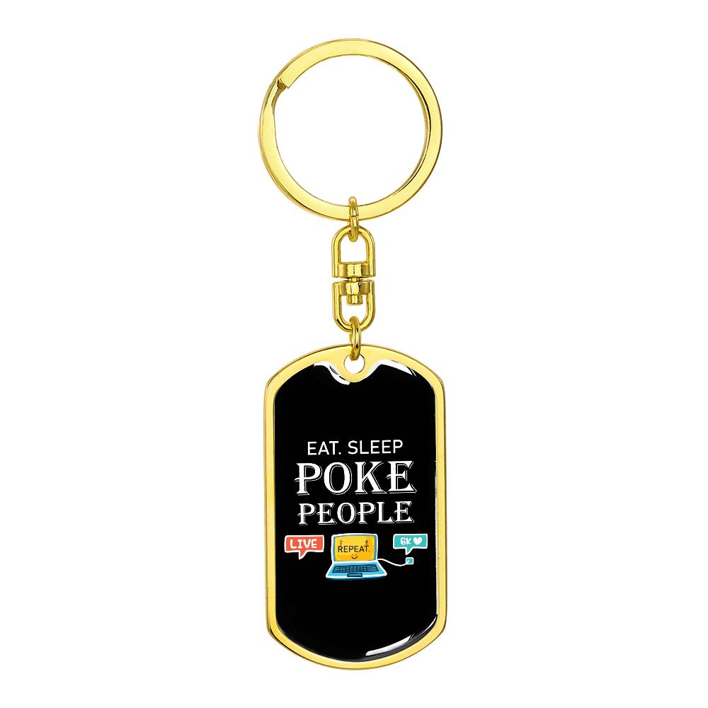 Eat Sleep Poke People Nurse Swivel Keychain Stainless Steel or 18k Gold Dog Tag-Express Your Love Gifts