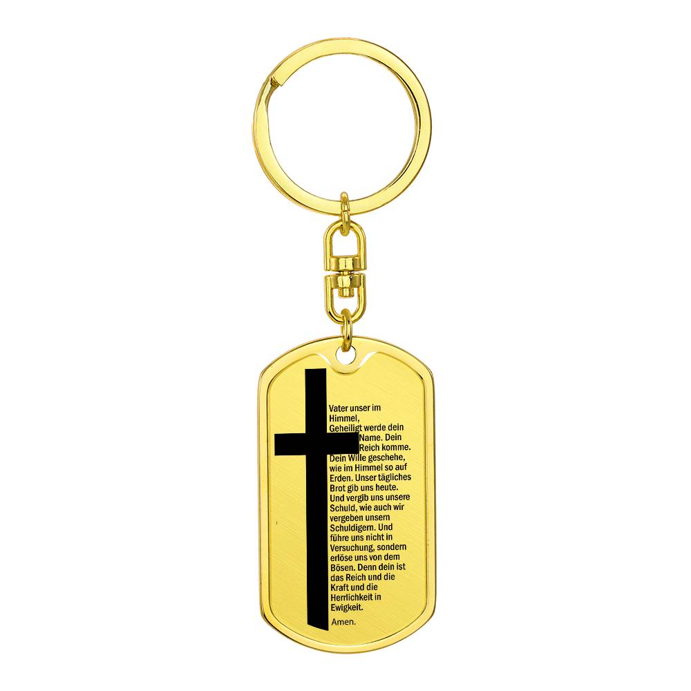 Lord's Prayer German Vater Unser Bible Keychain Stainless Steel or 18k Gold Dog Tag-Express Your Love Gifts