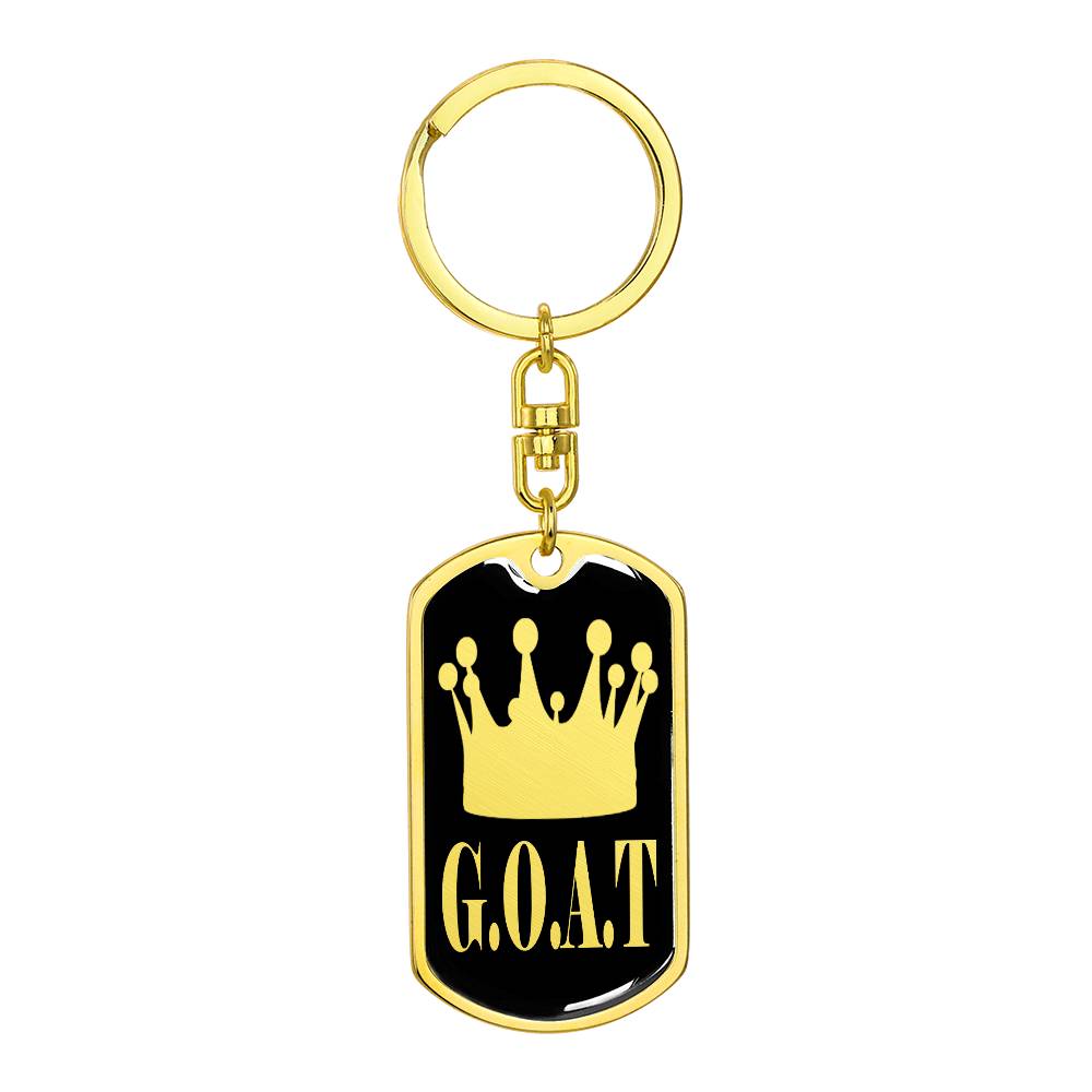 GOAT Greatest of All Time Swivel Keychain Stainless Steel or 18k Gold Dog Tag-Express Your Love Gifts