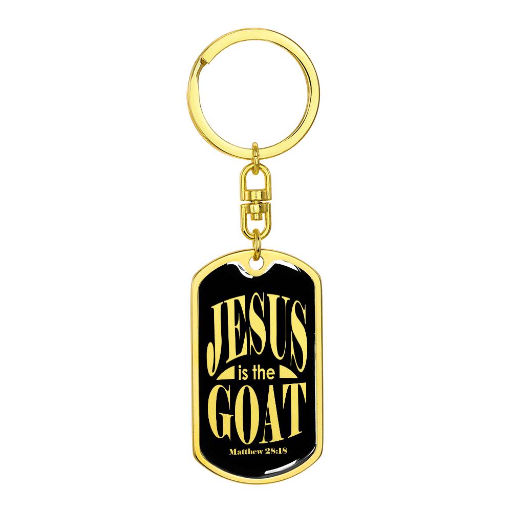Jesus is the GOAT Matthew 28.18 Swivel Keychain Stainless Steel or 18k Gold Dog Tag-Express Your Love Gifts