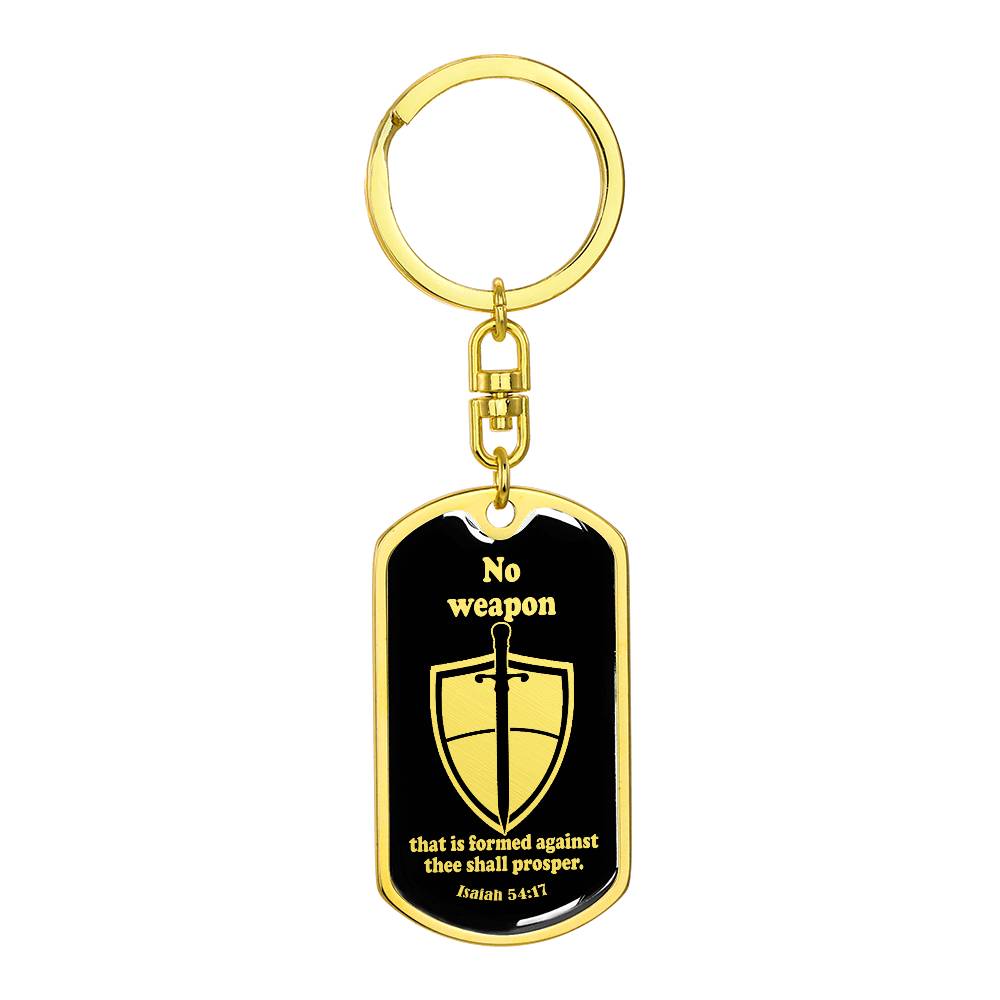 Isaiah 54:17 No Weapon Necklace Swivel Keychain Stainless Steel or 18k Gold Dog Tag-Express Your Love Gifts