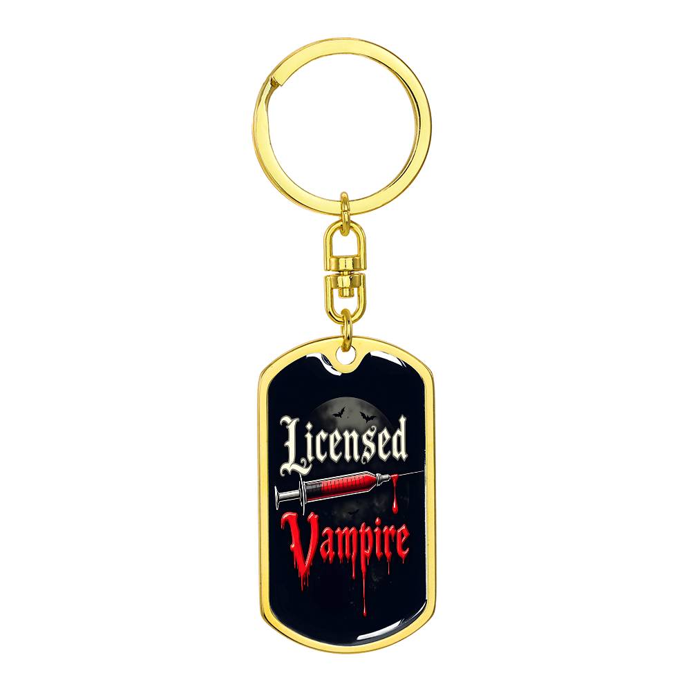 Licensed Vampire Phlebotomist Nurse Swivel Keychain Stainless Steel or 18k Gold Dog Tag-Express Your Love Gifts