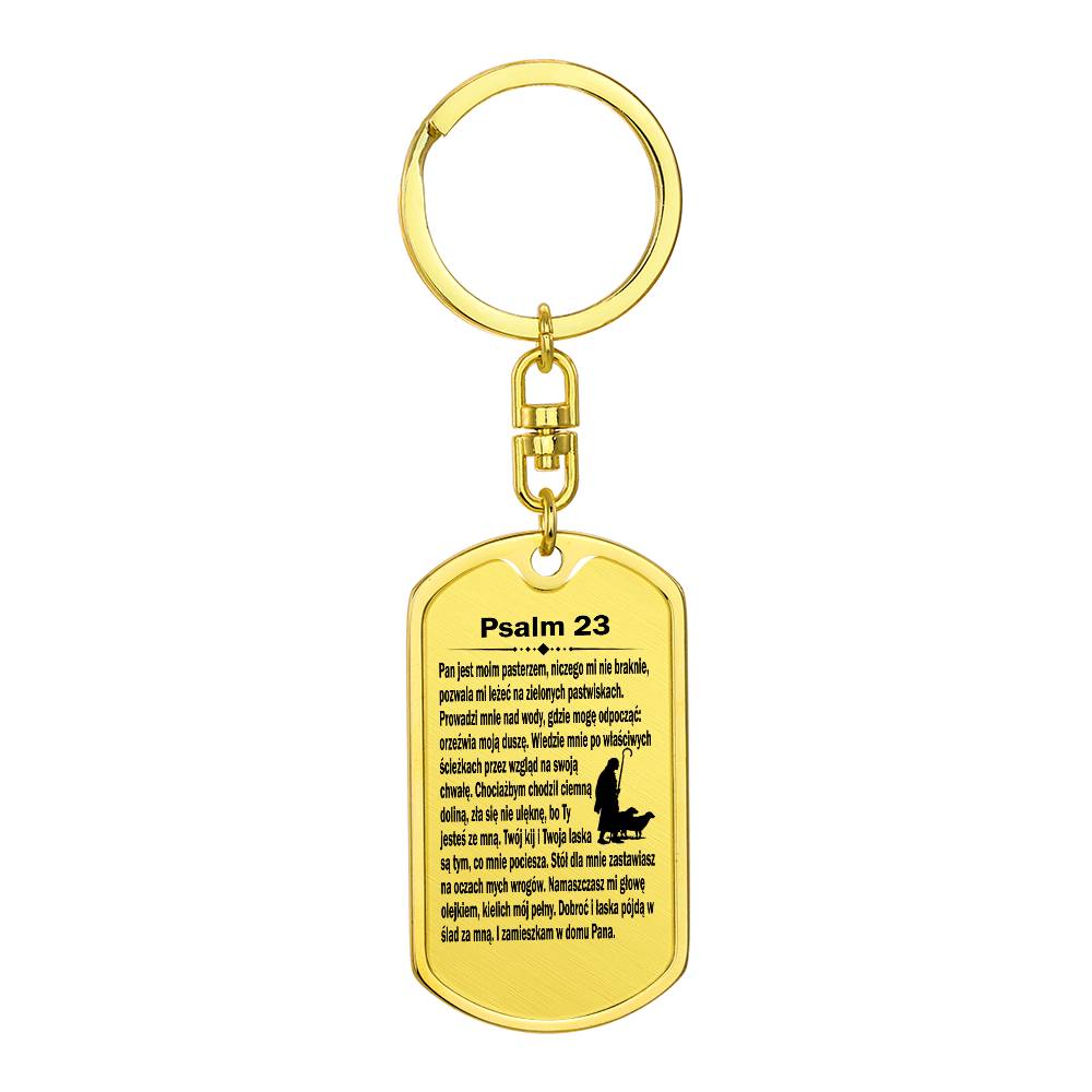 Psalm 23 Polish Psalm Dawida Bible Keychain Stainless Steel or 18k Gold Dog Tag-Express Your Love Gifts