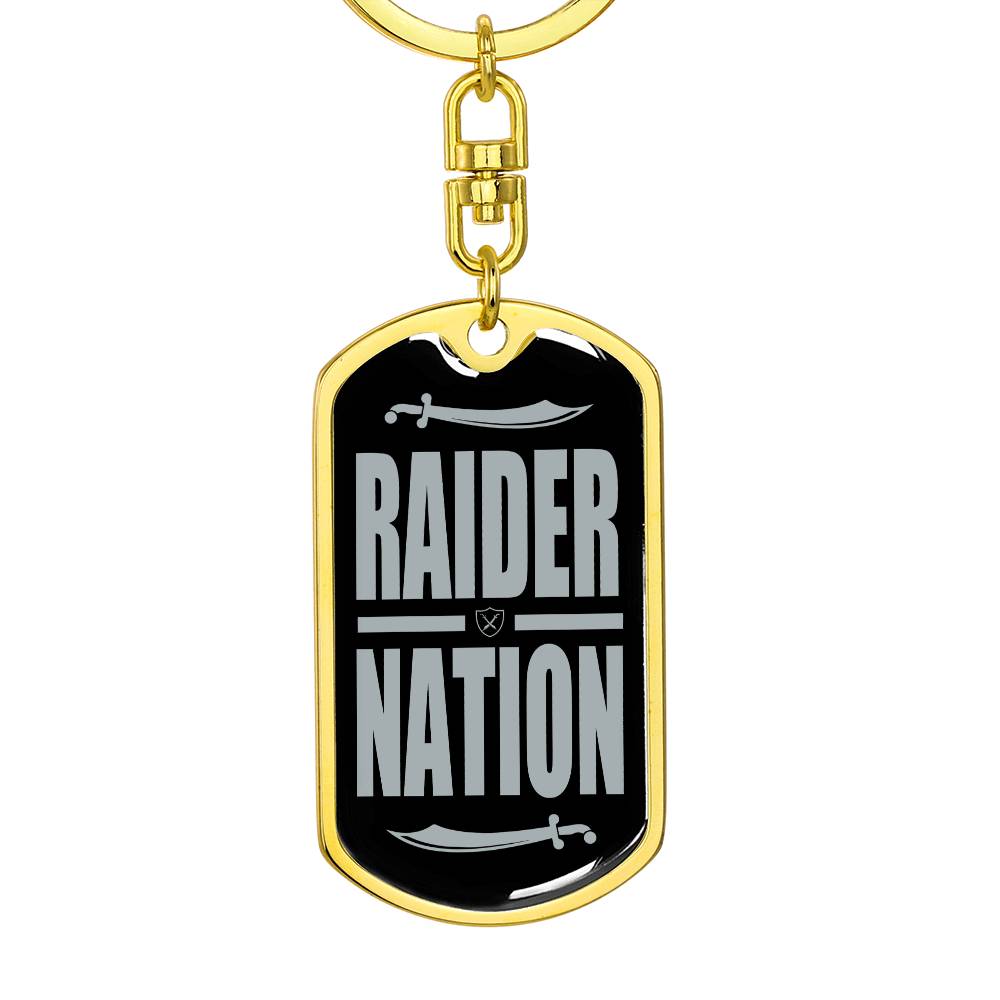 Raider Football Fan Swivel Keychain Stainless Steel or 18k Gold Dog Tag-Express Your Love Gifts