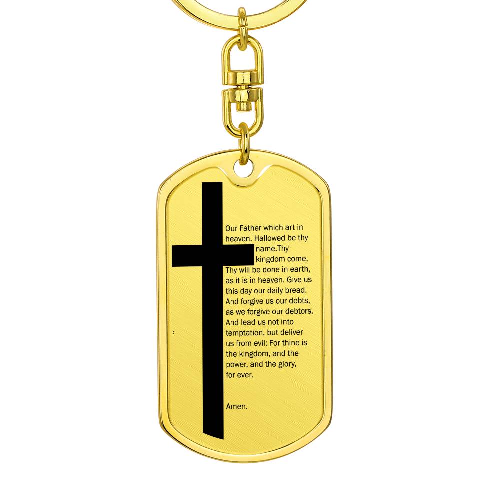 Lord's Prayer Bible Keychain Stainless Steel or 18k Gold Dog Tag-Express Your Love Gifts