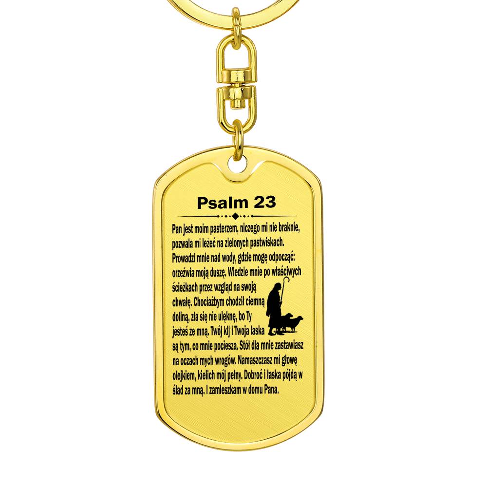 Psalm 23 Polish Psalm Dawida Bible Keychain Stainless Steel or 18k Gold Dog Tag-Express Your Love Gifts