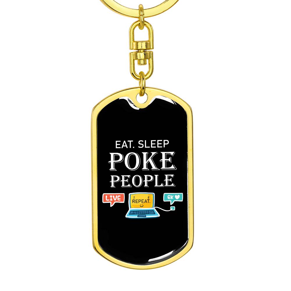 Eat Sleep Poke People Nurse Swivel Keychain Stainless Steel or 18k Gold Dog Tag-Express Your Love Gifts