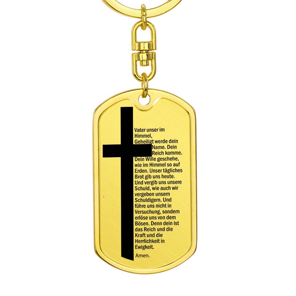 Lord's Prayer German Vater Unser Bible Keychain Stainless Steel or 18k Gold Dog Tag-Express Your Love Gifts