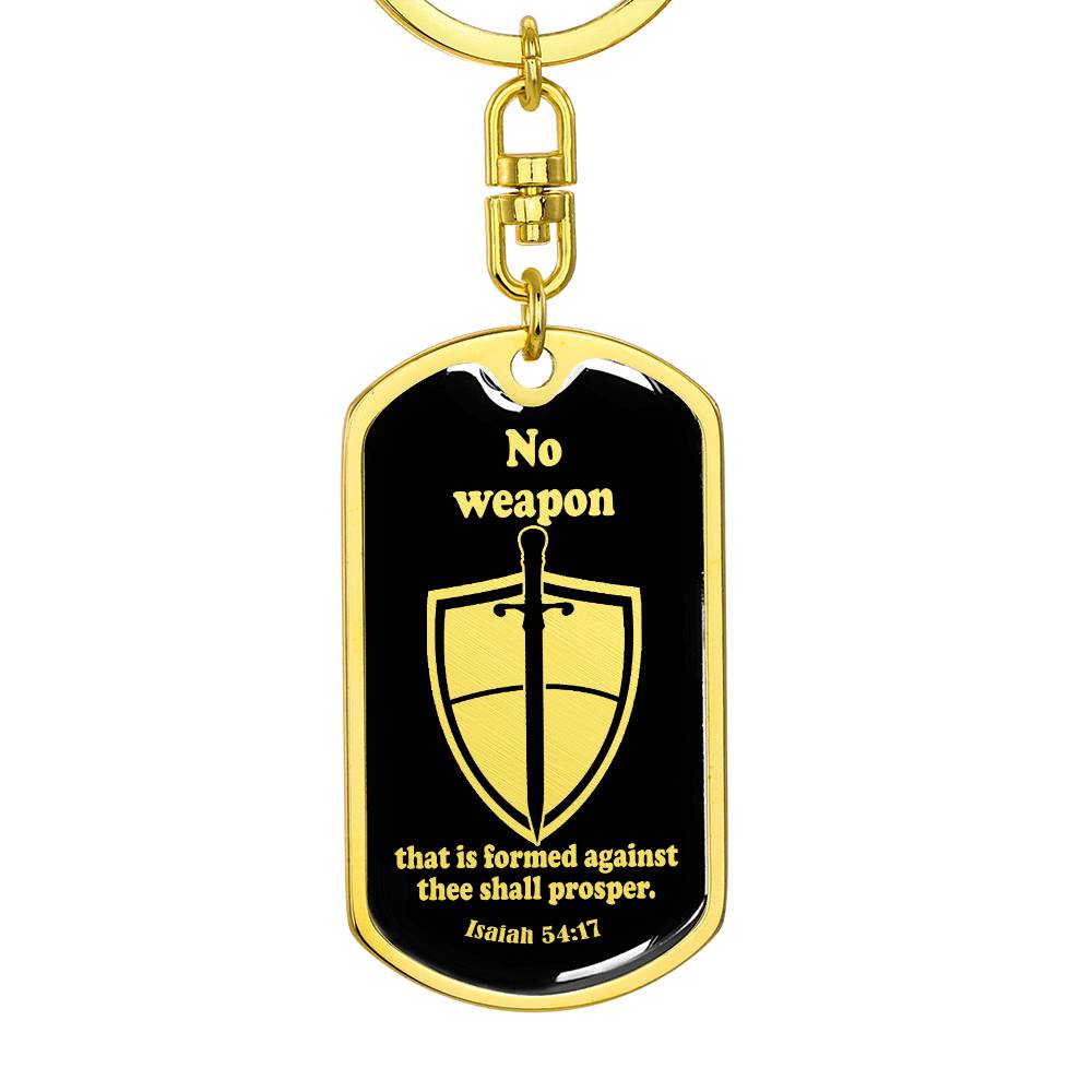 Isaiah 54:17 No Weapon Necklace Swivel Keychain Stainless Steel or 18k Gold Dog Tag-Express Your Love Gifts
