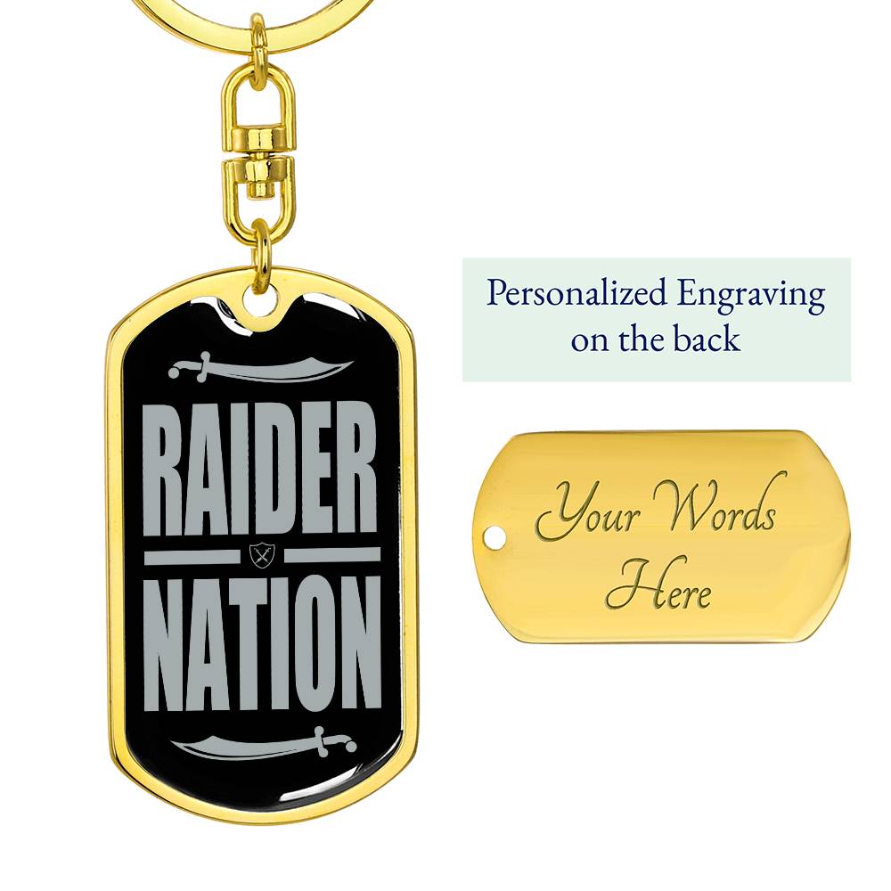 Raider Football Fan Swivel Keychain Stainless Steel or 18k Gold Dog Tag-Express Your Love Gifts