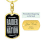 Raider Football Fan Swivel Keychain Stainless Steel or 18k Gold Dog Tag-Express Your Love Gifts