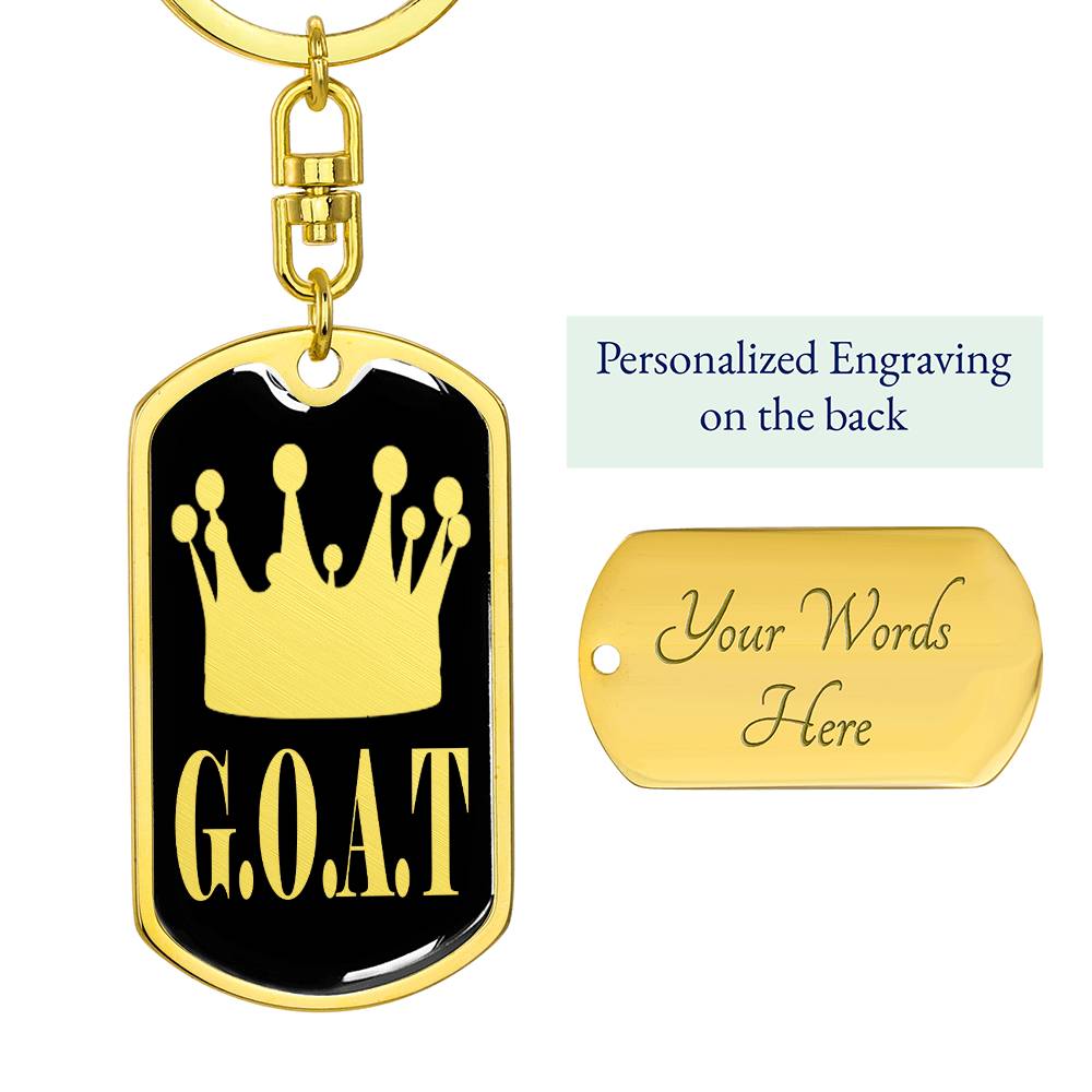 GOAT Greatest of All Time Swivel Keychain Stainless Steel or 18k Gold Dog Tag-Express Your Love Gifts