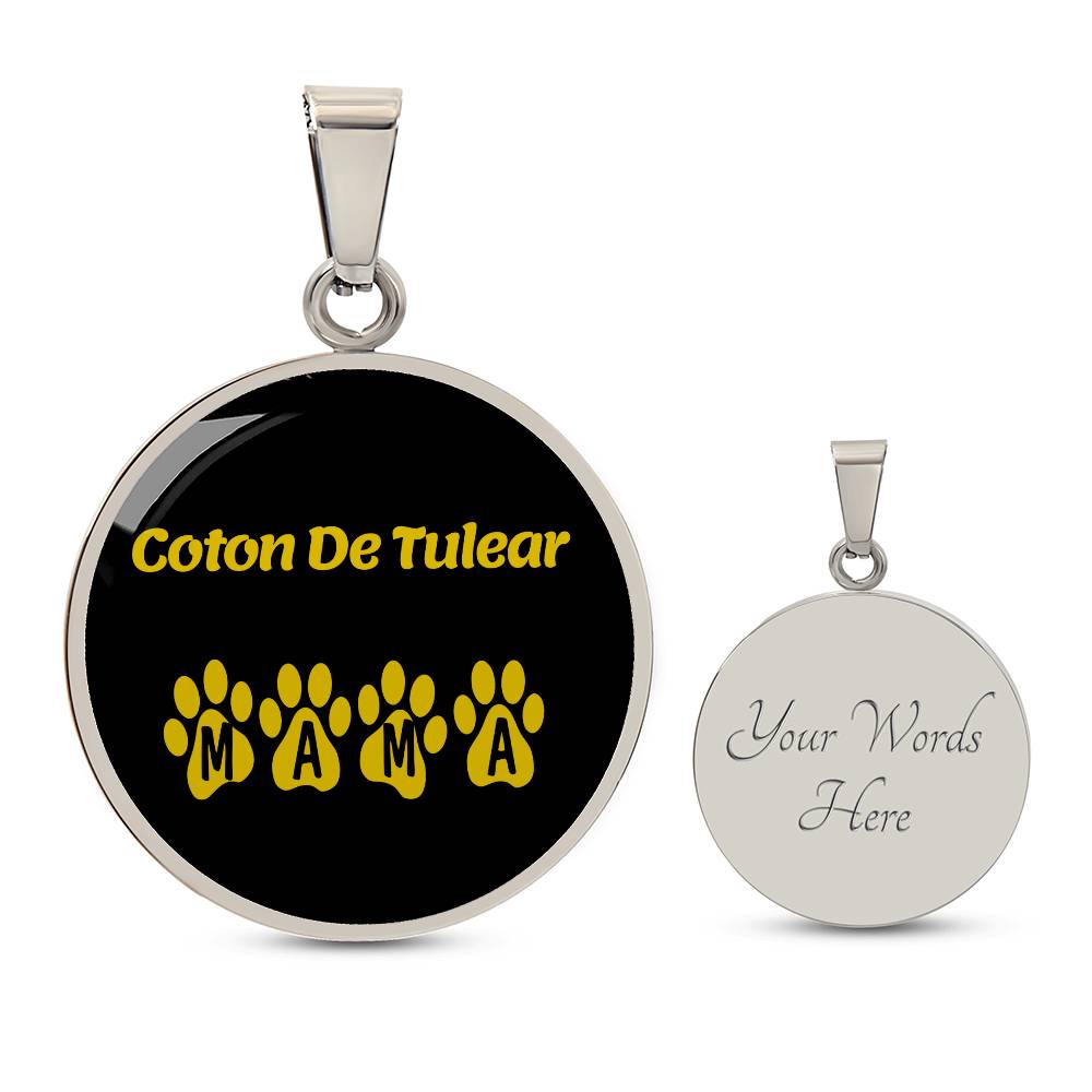 Coton De Tulear Mama Circle Necklace Stainless Steel or 18k Gold 18-22" Dog Owner Lover-Express Your Love Gifts