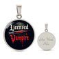 Licensed Vampire Phlebotomist Nurse Circle Necklace Stainless Steel or 18k Gold Circle Pendant 18-22"-Express Your Love Gifts