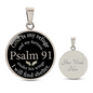Psalm 91 God is My Refuge Circle Necklace Stainless Steel or 18k Gold 18-22-Express Your Love Gifts
