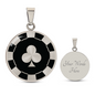 Clubs Poker Chip Circle Necklace Stainless Steel or 18k Gold 18-22-Express Your Love Gifts