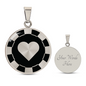 Heart Poker Chip Circle Necklace Stainless Steel or 18k Gold 18-22-Express Your Love Gifts