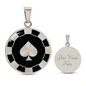 Spade Poker Chip Circle Necklace Stainless Steel or 18k Gold 18-22-Express Your Love Gifts