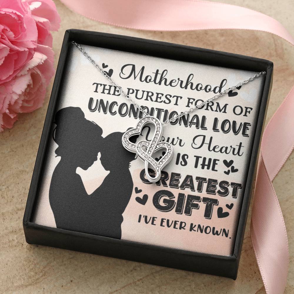 To Mom Greatest Gift Eternal Hearts CZ Necklace 14K White Gold Over Stainless Steel-Express Your Love Gifts