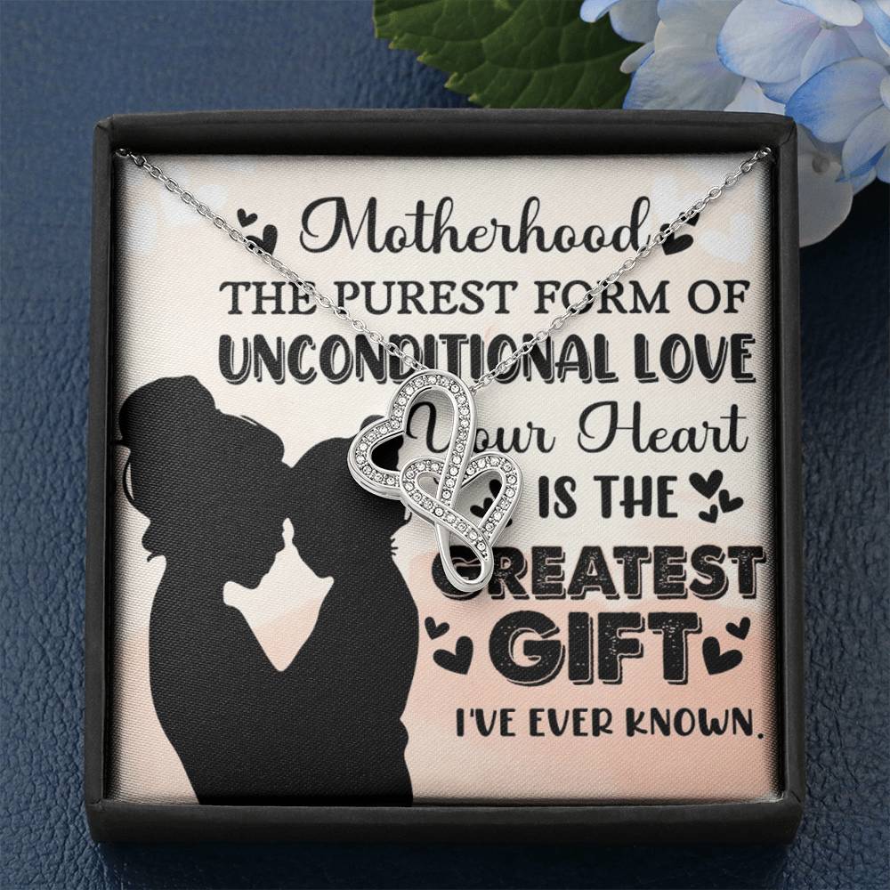 To Mom Greatest Gift Eternal Hearts CZ Necklace 14K White Gold Over Stainless Steel-Express Your Love Gifts