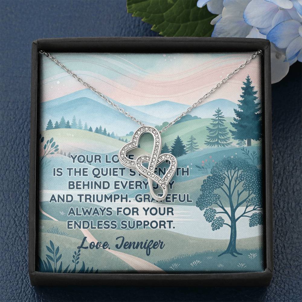 Personalized To Mom Endless Support Eternal Hearts CZ Necklace 14K White Gold Over Stainless Steel-Express Your Love Gifts
