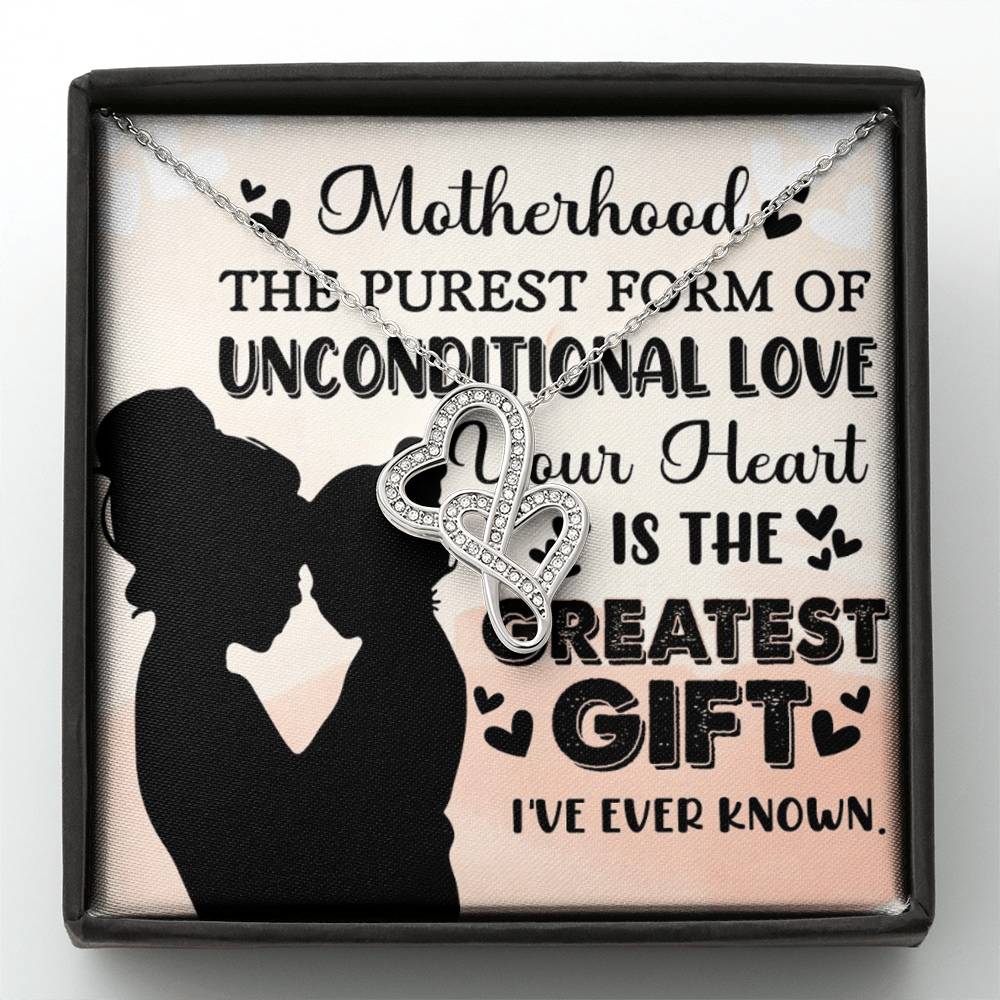 To Mom Greatest Gift Eternal Hearts CZ Necklace 14K White Gold Over Stainless Steel-Express Your Love Gifts