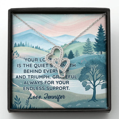 Personalized To Mom Endless Support Eternal Hearts CZ Necklace 14K White Gold Over Stainless Steel-Express Your Love Gifts