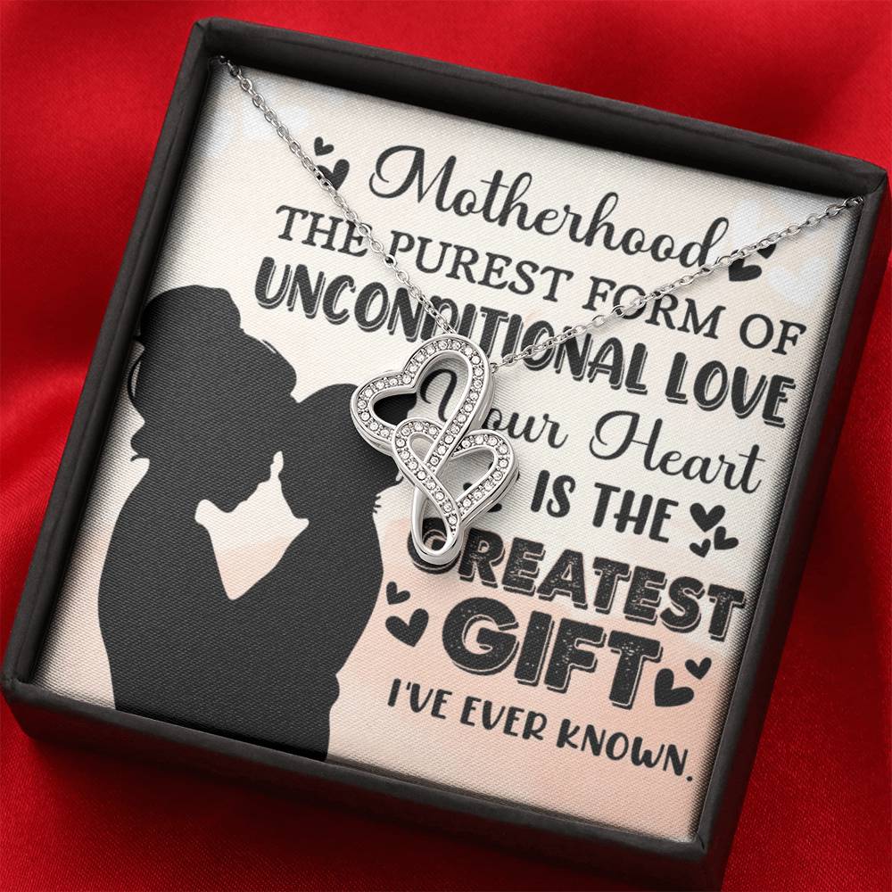 To Mom Greatest Gift Eternal Hearts CZ Necklace 14K White Gold Over Stainless Steel-Express Your Love Gifts