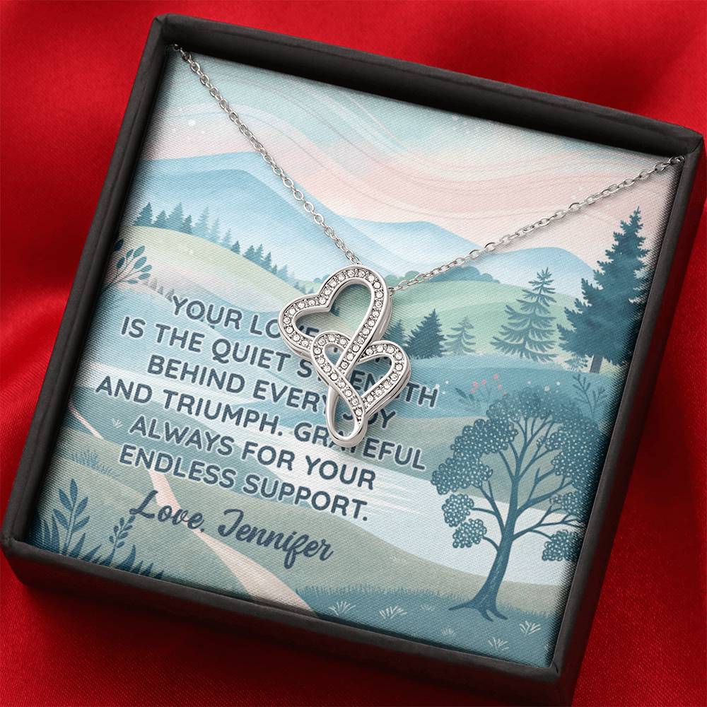 Personalized To Mom Endless Support Eternal Hearts CZ Necklace 14K White Gold Over Stainless Steel-Express Your Love Gifts