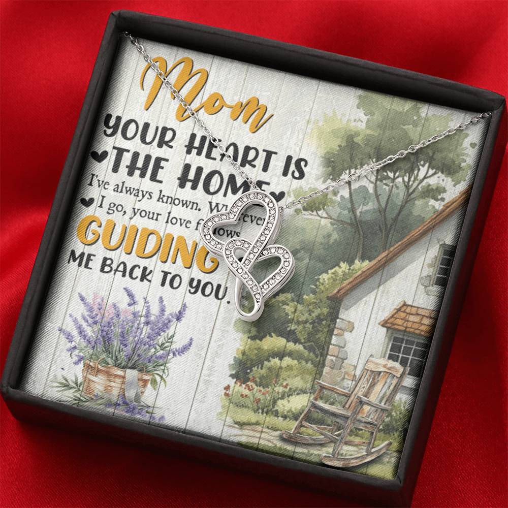 To Mom Your Heart is the Home Eternal Hearts CZ Necklace 14K White Gold Over Stainless Steel-Express Your Love Gifts