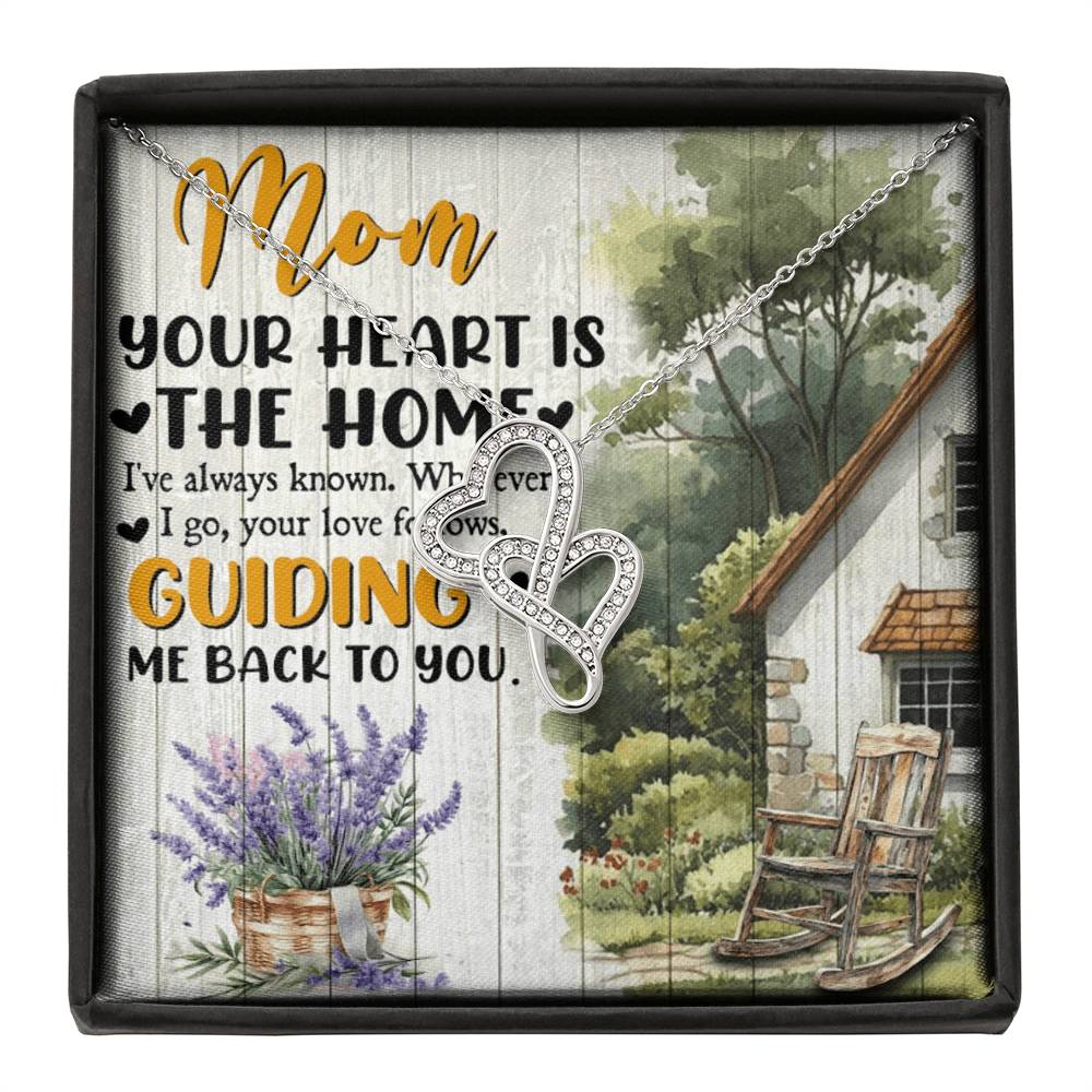 To Mom Your Heart is the Home Eternal Hearts CZ Necklace 14K White Gold Over Stainless Steel-Express Your Love Gifts