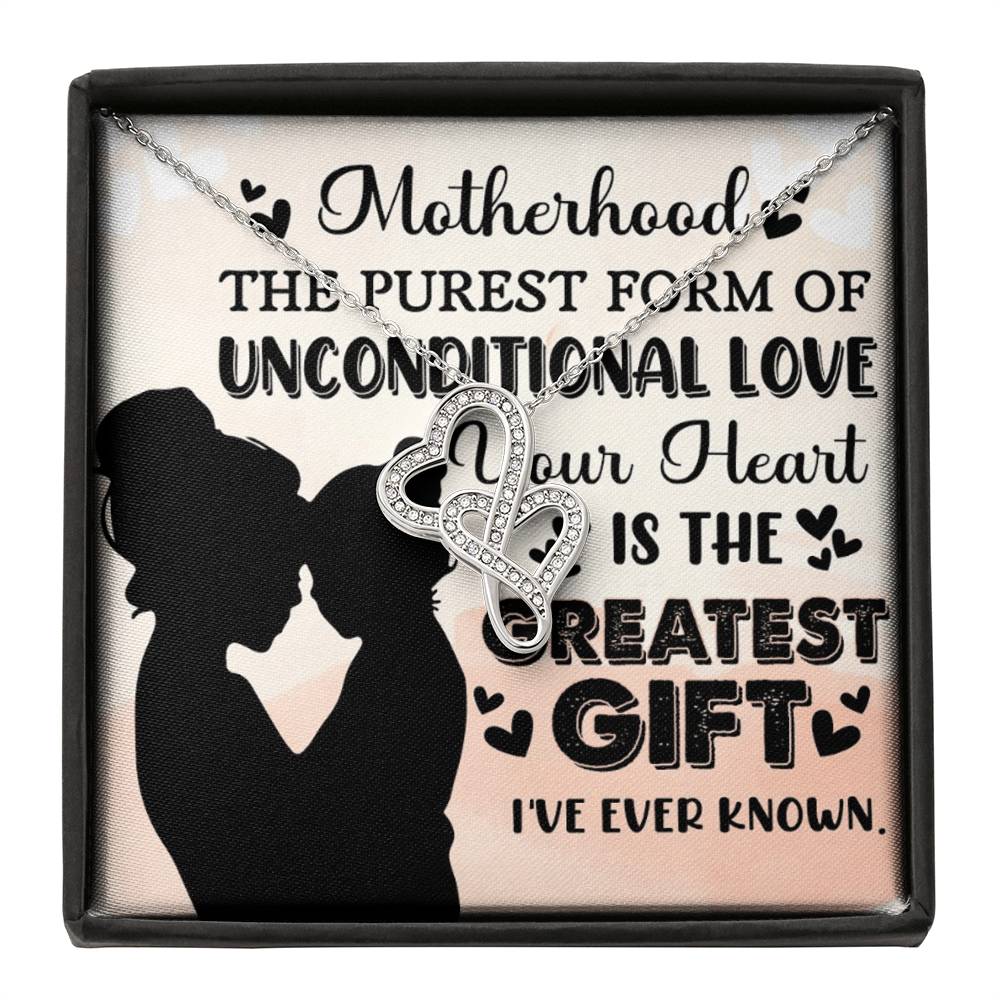 To Mom Greatest Gift Eternal Hearts CZ Necklace 14K White Gold Over Stainless Steel-Express Your Love Gifts