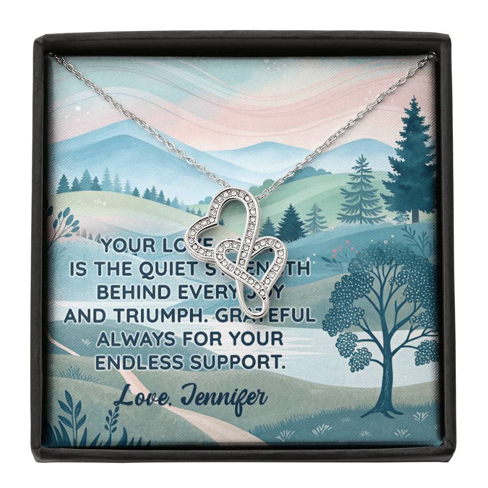 Personalized To Mom Endless Support Eternal Hearts CZ Necklace 14K White Gold Over Stainless Steel-Express Your Love Gifts