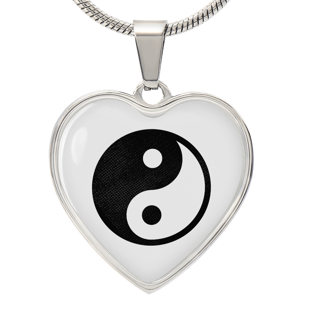 Yin Yang Heart Pendant Necklace Stainless Steel or 18k Gold Heart Pendant 18-22"-Express Your Love Gifts