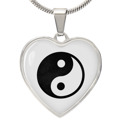 Yin Yang Heart Pendant Necklace Stainless Steel or 18k Gold Heart Pendant 18-22"-Express Your Love Gifts