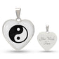 Yin Yang Heart Pendant Necklace Stainless Steel or 18k Gold Heart Pendant 18-22"-Express Your Love Gifts