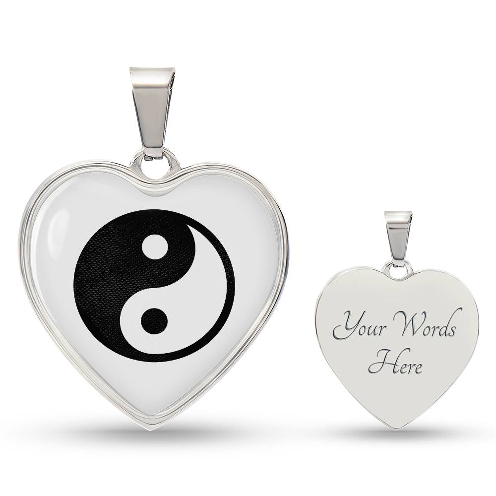 Yin Yang Heart Pendant Necklace Stainless Steel or 18k Gold Heart Pendant 18-22"-Express Your Love Gifts