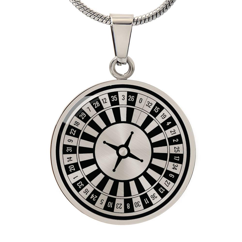 Roulette Circle Necklace Stainless Steel or 18k Gold 18-22-Express Your Love Gifts