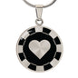 Heart Poker Chip Circle Necklace Stainless Steel or 18k Gold 18-22-Express Your Love Gifts