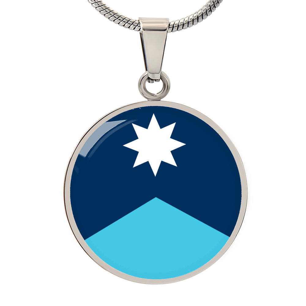 Minnesota State Flag 2024 Necklace Stainless Steel or 18k Gold Circle Pendant 18-22"-Express Your Love Gifts