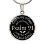 Psalm 91 God is My Refuge Circle Necklace Stainless Steel or 18k Gold 18-22-Express Your Love Gifts