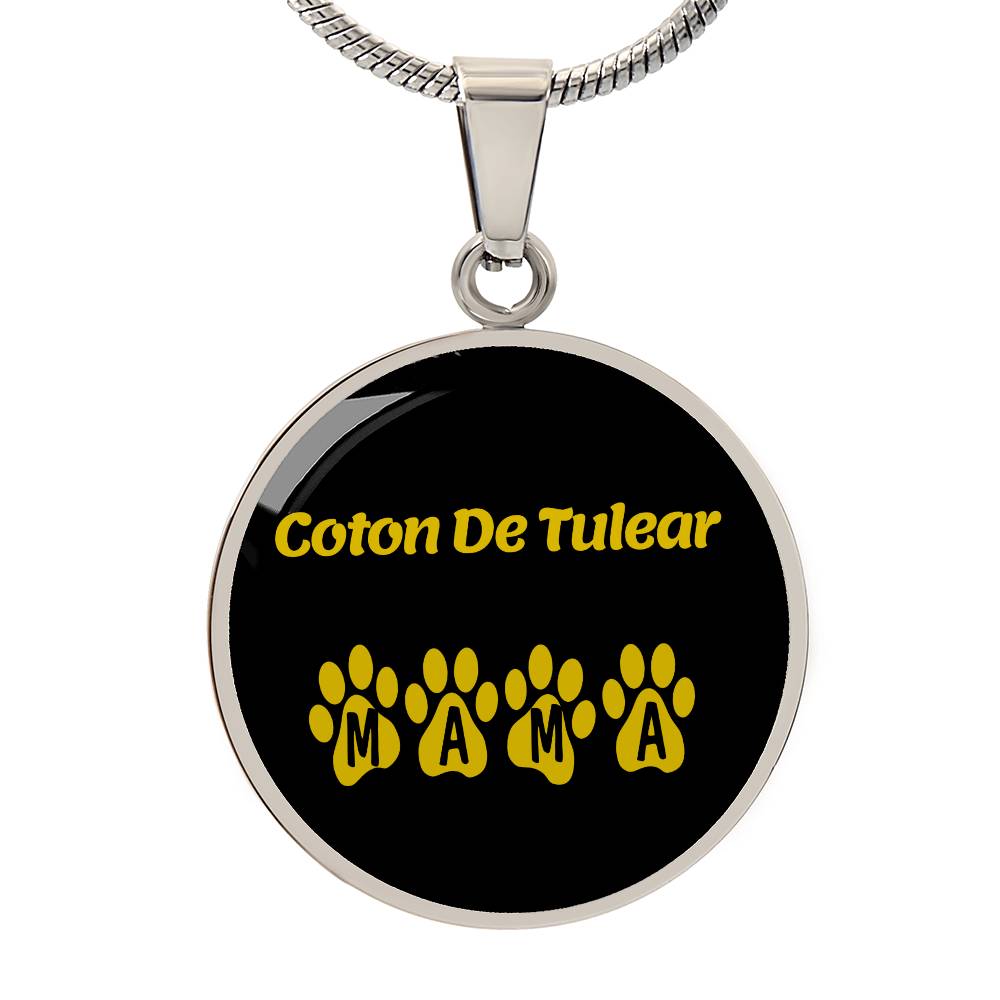 Coton De Tulear Mama Circle Necklace Stainless Steel or 18k Gold 18-22" Dog Owner Lover-Express Your Love Gifts