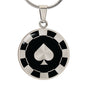 Spade Poker Chip Circle Necklace Stainless Steel or 18k Gold 18-22-Express Your Love Gifts