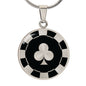 Clubs Poker Chip Circle Necklace Stainless Steel or 18k Gold 18-22-Express Your Love Gifts