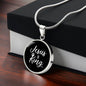 Jesus is King Matthew 28:18 Necklace Circle Pendant Stainless Steel or 18k Gold 18-22"-Express Your Love Gifts