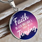 God's Timing Habakkuk 2:3 Circle Pendant Stainless Steel or 18k Gold 18-22"-Express Your Love Gifts
