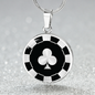 Clubs Poker Chip Circle Necklace Stainless Steel or 18k Gold 18-22-Express Your Love Gifts