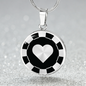 Heart Poker Chip Circle Necklace Stainless Steel or 18k Gold 18-22-Express Your Love Gifts